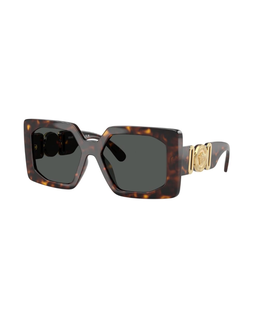 Lunettes de soleil VERSACE carrées 55/17 - Modèle VS4478U Noir & Marron - Made in Italy
