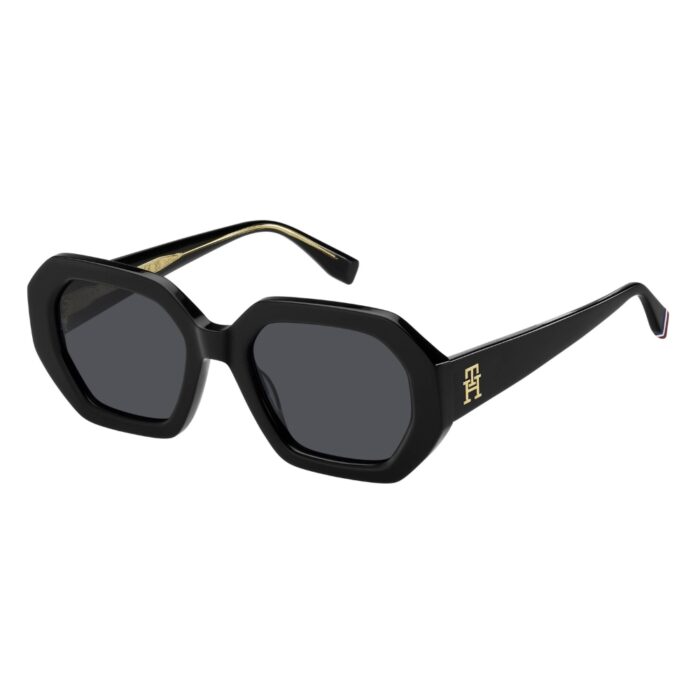 Lunettes de soleil Tommy Hilfiger TH 2155/S couleur noire pour femme – modèle rectangulaire