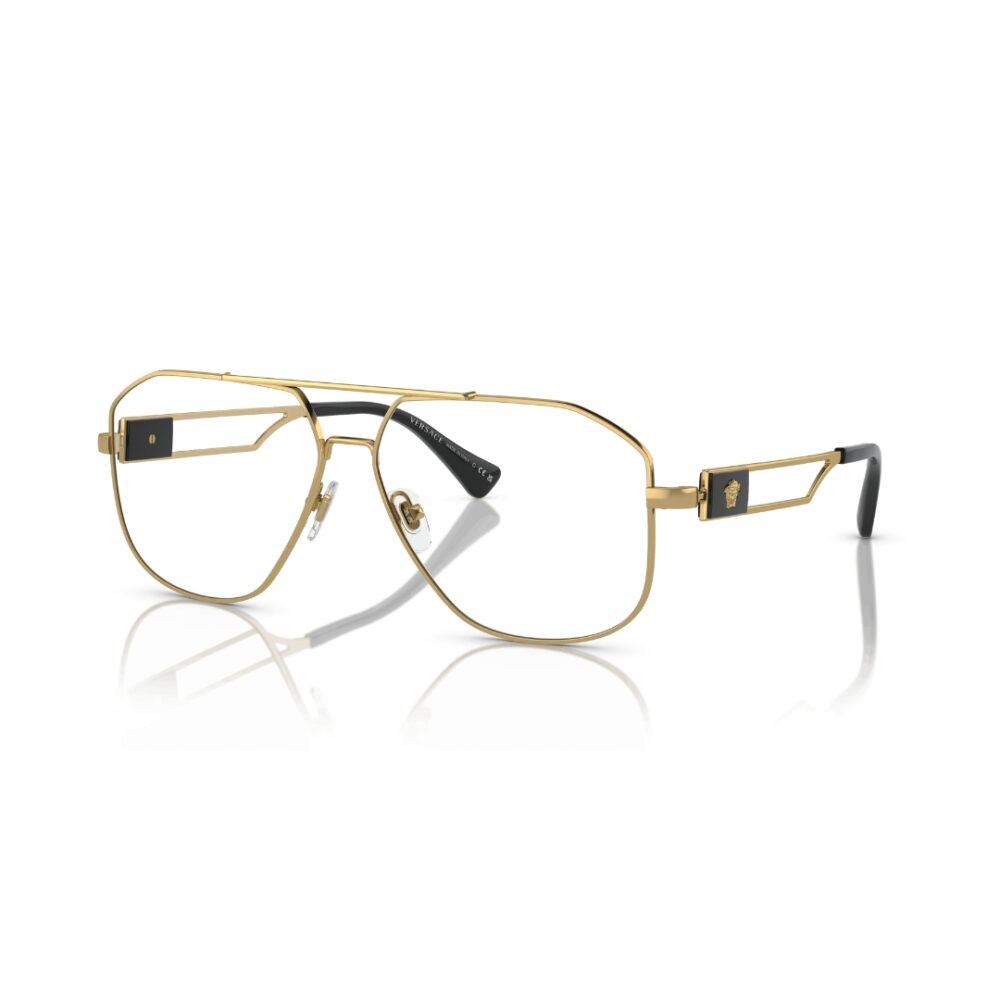 Lunettes de vue Versace VE1287 monture aviateur en métal or