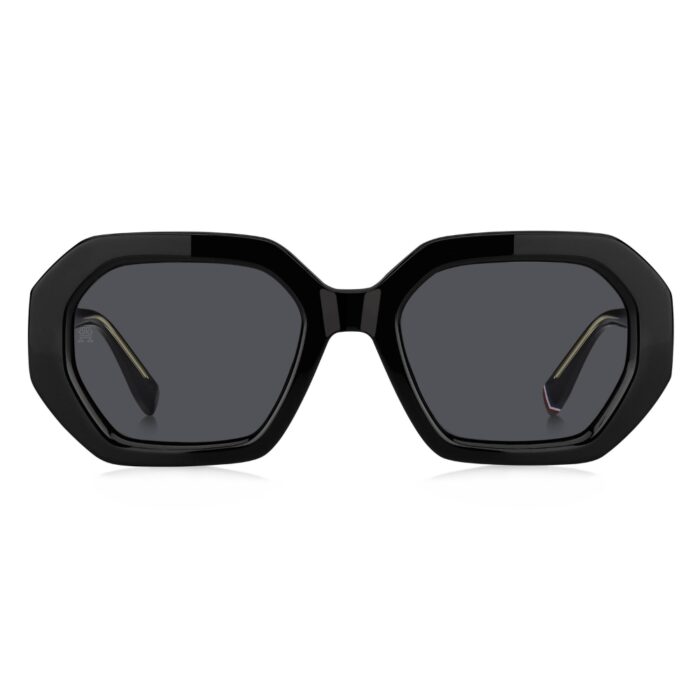 Lunettes de soleil Tommy Hilfiger TH 2155/S couleur noire pour femme – modèle rectangulaire