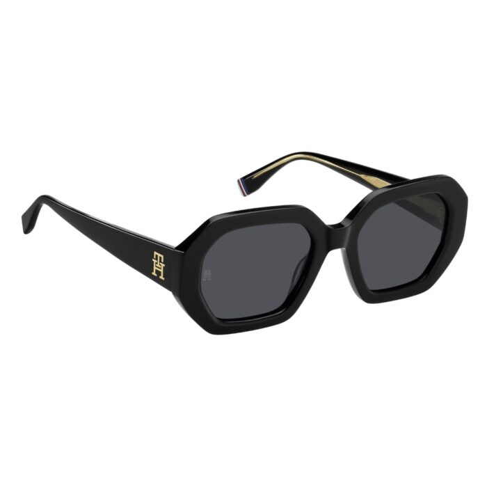 Lunettes de soleil Tommy Hilfiger TH 2155/S couleur noire pour femme – modèle rectangulaire