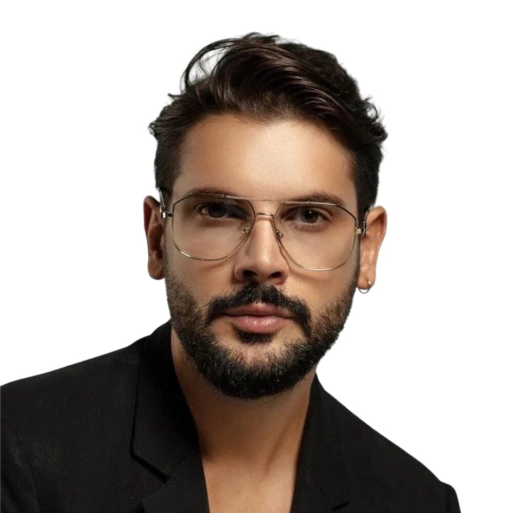 Lunettes de vue Versace VE1287 monture aviateur en métal or