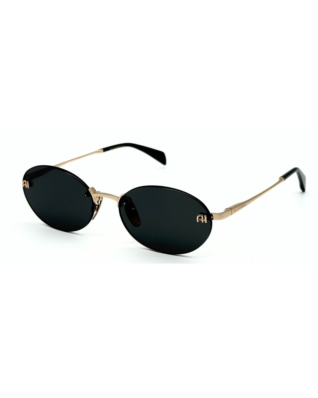 Lunettes de soleil Ana Hickmann AH3305 dorées avec verres UV, posées sur une surface claire