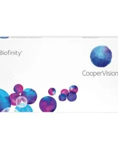 Lentilles de contact Biofinity CooperVision – boîte de 3 Boîte de lentilles de contact Biofinity CooperVision, vue de face