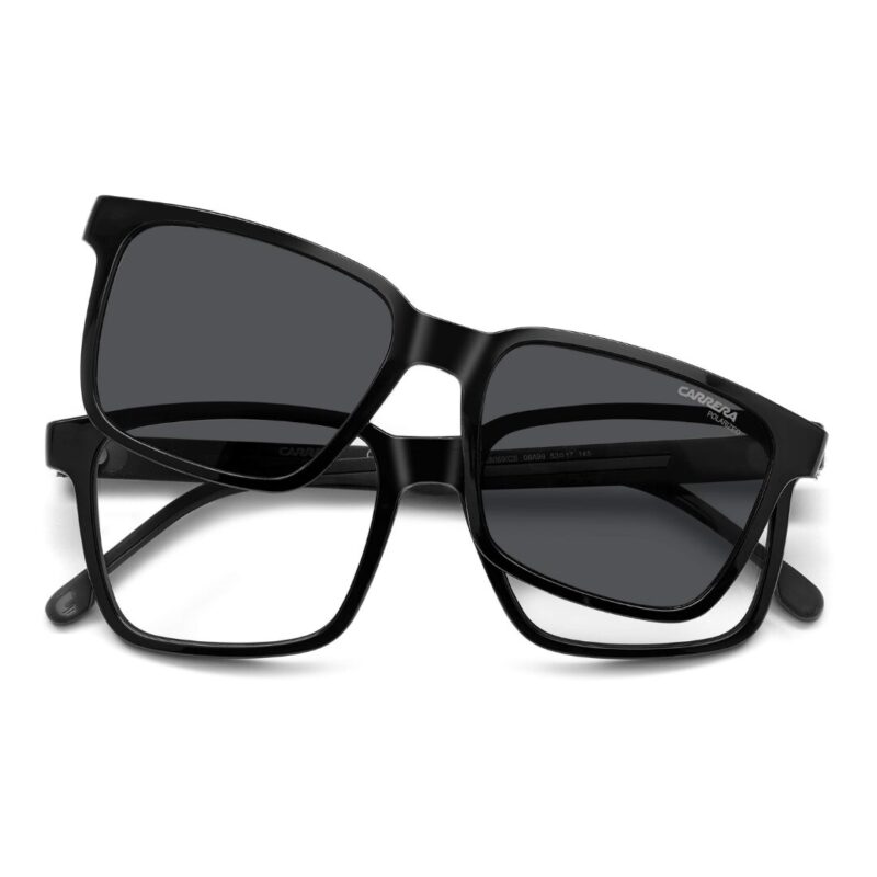 Lunettes de vue clip on Carrera CA8069/CS pour homme - Modèle carré noir avec système magnétique