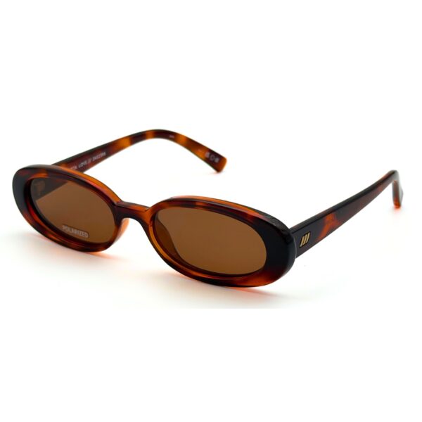 le-specs-outta-love-polarisees-marron-fonce Lunettes de soleil polarisées Le Specs Outta Love monture marron foncée avec verres bruns marqués polarized.