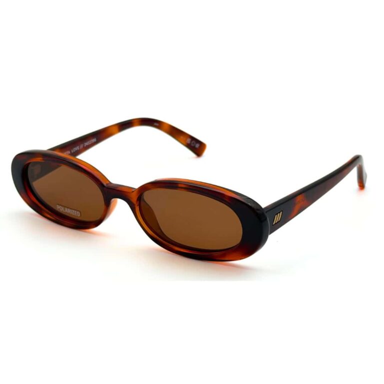 Lunettes de soleil polarisées Le Specs Outta Love monture marron foncée avec verres bruns marqués polarized.