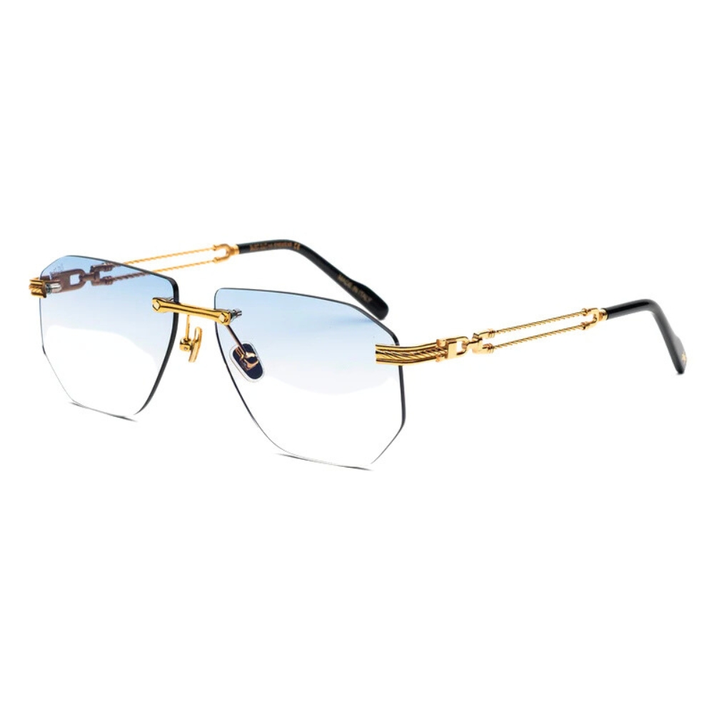 Lunettes de soleil Bustout Golden Branches, modèle design avec monture percée et branches dorées