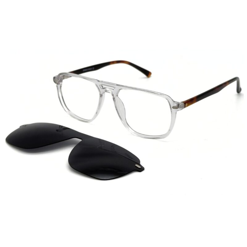 Clip on JOW&BRO C2020 pour lunettes de vue - AZZABI OPTIC Clip on JOW&BRO modèle C2020 monté sur lunettes de vue, protection polarisée anti-UV