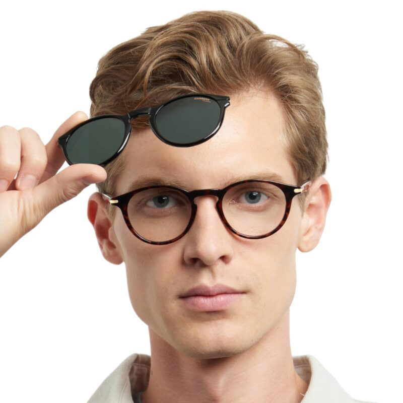 Clip on CARRERA CA297/CS monté sur lunettes de vue, système protection solaire pratique