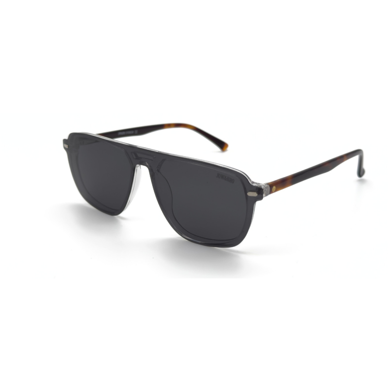 Clip on JOW&BRO C2020 pour lunettes de vue - AZZABI OPTIC Clip on JOW&BRO modèle C2020 monté sur lunettes de vue, protection polarisée anti-UV