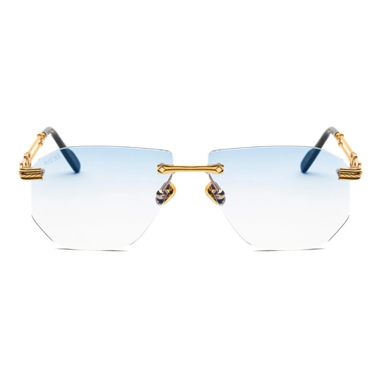 Lunettes de soleil Bustout Golden Branches, modèle design avec monture percée et branches dorées