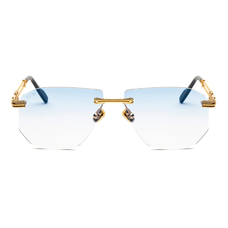 Lunettes de soleil Bustout Golden Branches, modèle design avec monture percée et branches dorées