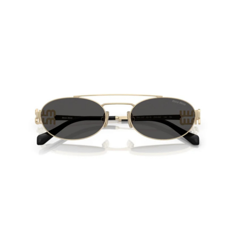 Lunettes de soleil femme Miu Miu modèle MU 54ZS, cadre doré et verres gris foncé