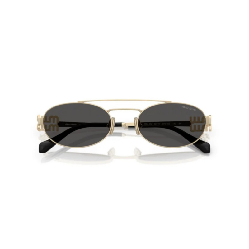 Lunettes de soleil femme Miu Miu modèle MU 54ZS, cadre doré et verres gris foncé