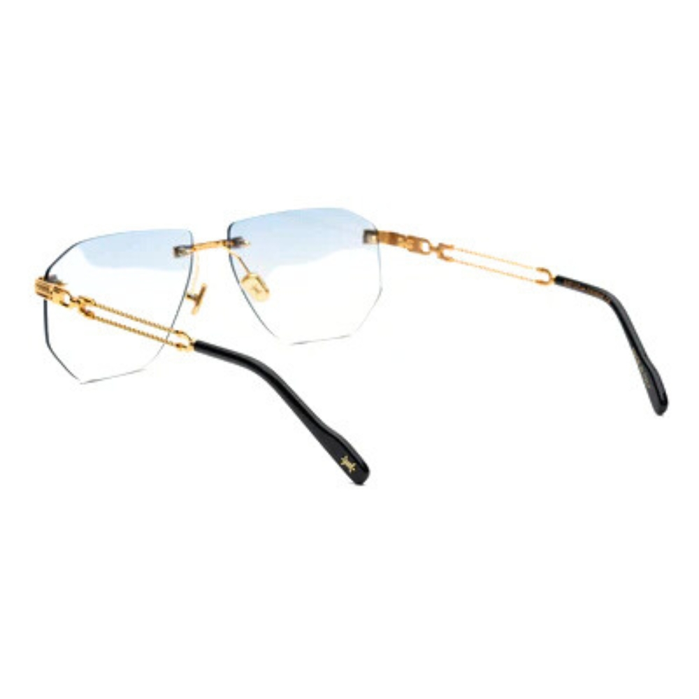 Lunettes de soleil Bustout Golden Branches, modèle design avec monture percée et branches dorées