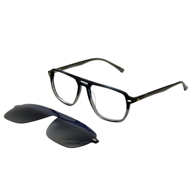Clip on JOW&BRO C2020 pour lunettes de vue - AZZABI OPTIC Clip on JOW&BRO modèle C2020 monté sur lunettes de vue, protection polarisée anti-UV