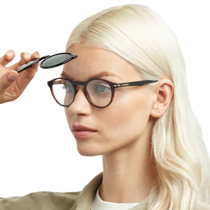 Clip on CARRERA CA297/CS monté sur lunettes de vue, système protection solaire pratique