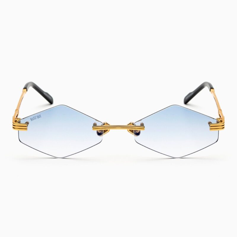 Lunettes de soleil BustOut KAYT ROMBO cadre doré verres bleu dégradé Lunettes de soleil BustOut KAYT ROMBO - Modèle femme cadre doré avec verres bleu dégradé