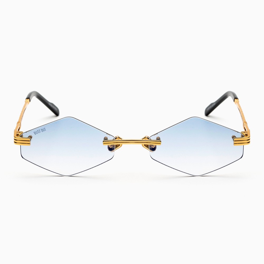 Lunettes de soleil BustOut KAYT ROMBO - Modèle femme cadre doré avec verres bleu dégradé