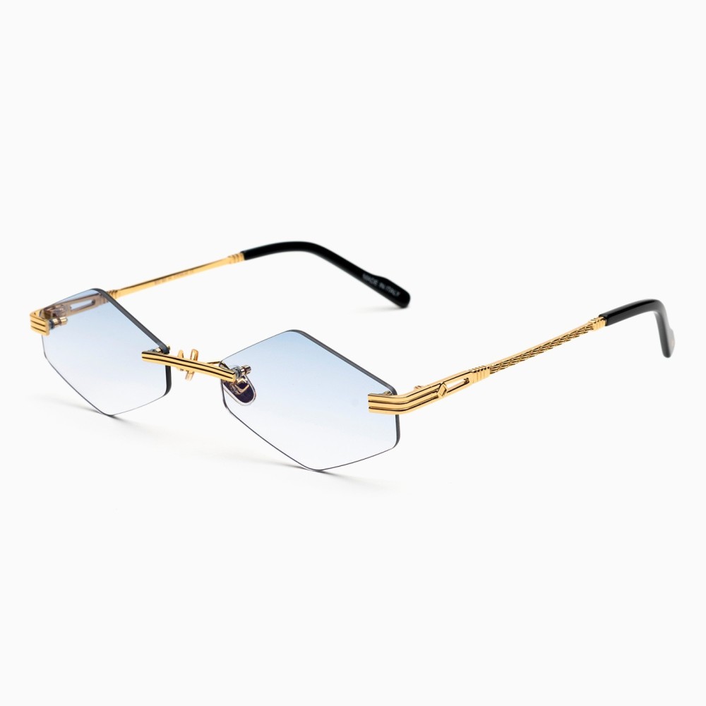 Lunettes de soleil BustOut KAYT ROMBO - Modèle femme cadre doré avec verres bleu dégradé
