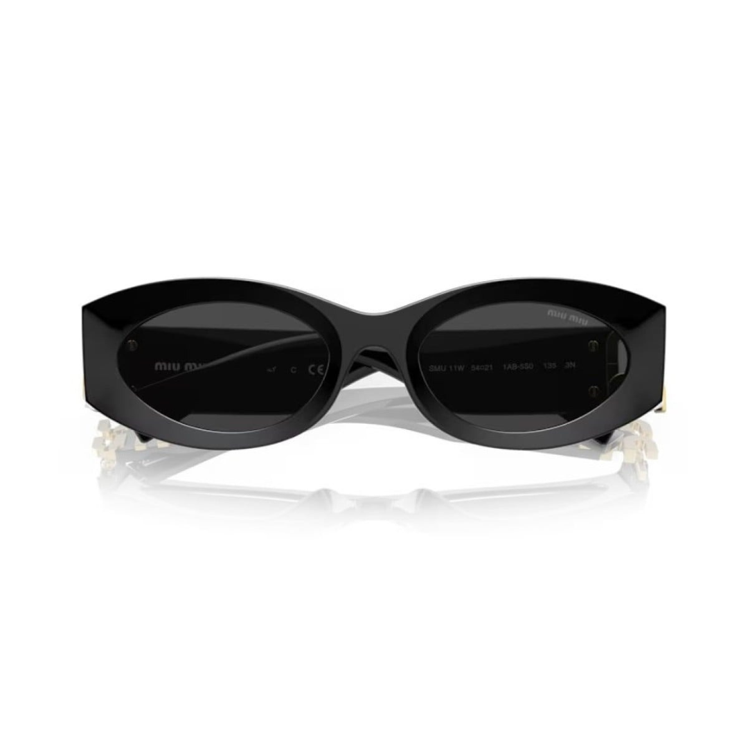 Lunettes de Soleil MIU MIU modèle SMU 11W pour femme, monture noire ronde