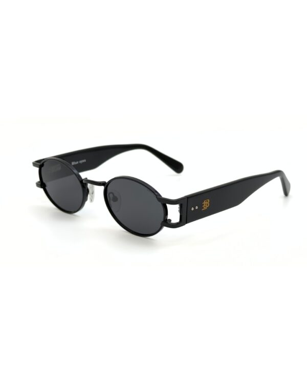 Lunettes de soleil Blue Eyes modèle AK17219, monture ovale vintage en métal et acétate pour femme et homme.