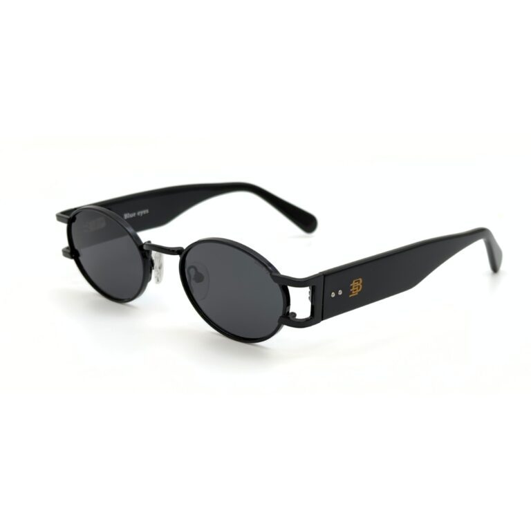 Lunettes de soleil Blue Eyes modèle AK17219, monture ovale vintage en métal et acétate pour femme et homme.