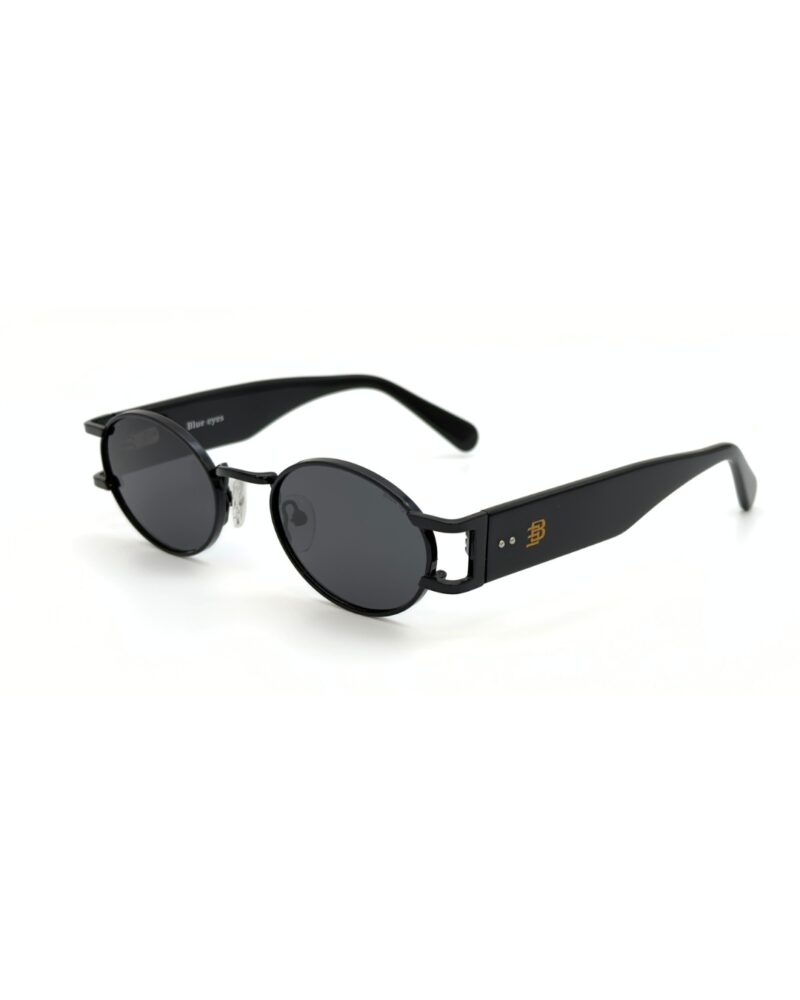 Lunettes de soleil Blue Eyes modèle AK17219, monture ovale vintage en métal et acétate pour femme et homme.