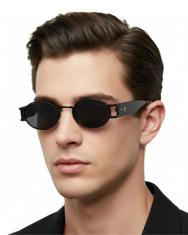 Lunettes de soleil Blue Eyes modèle AK17219, monture ovale vintage en métal et acétate pour femme et homme.Lunettes de soleil Blue Eyes modèle AK17219, monture ovale vintage en métal et acétate pour femme et homme.