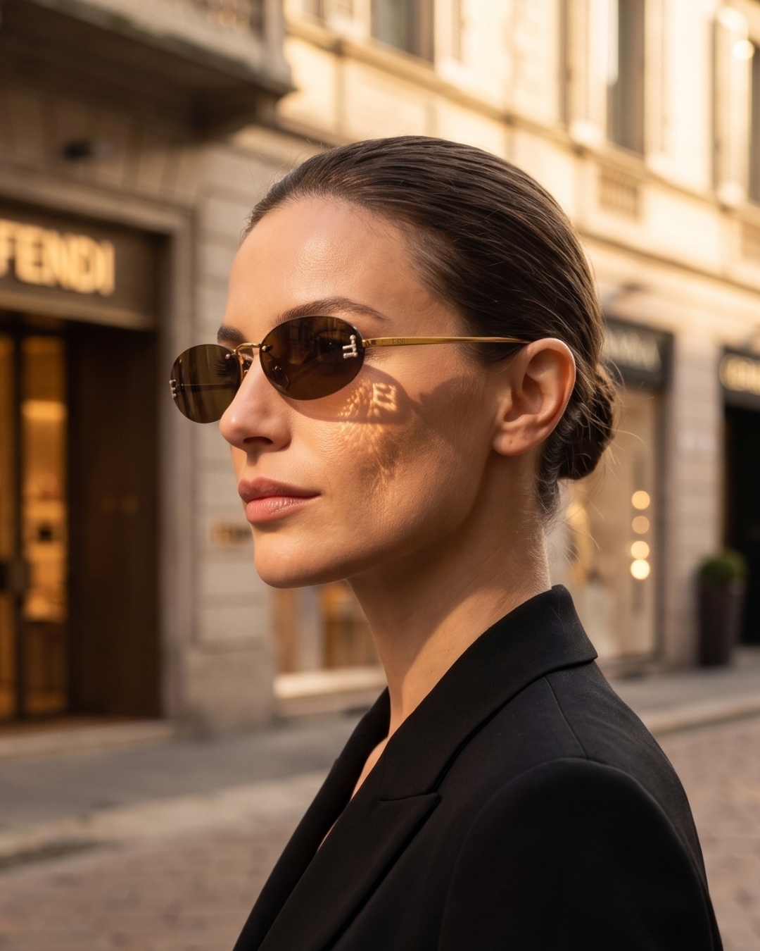 Lunettes de soleil Celine femme modèle CL40194U forme ovale monture acétate marron brillant logo Triomphe doré