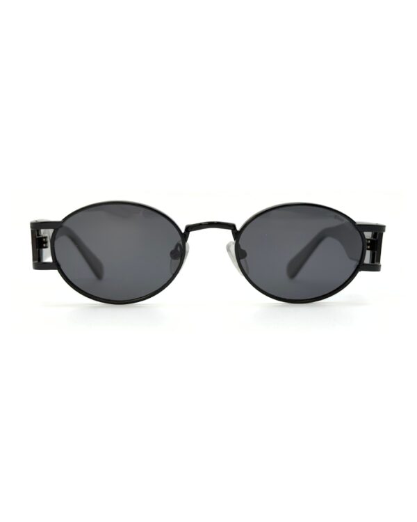 Lunettes de soleil Blue Eyes modèle AK17219, monture ovale vintage en métal et acétate pour femme et homme.