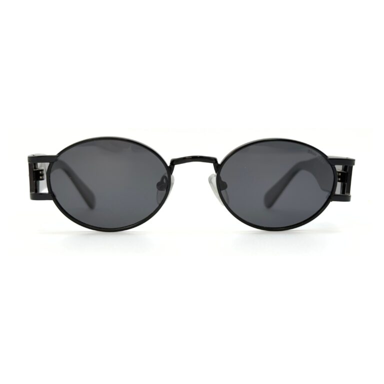 Lunettes de soleil Blue Eyes modèle AK17219, monture ovale vintage en métal et acétate pour femme et homme.