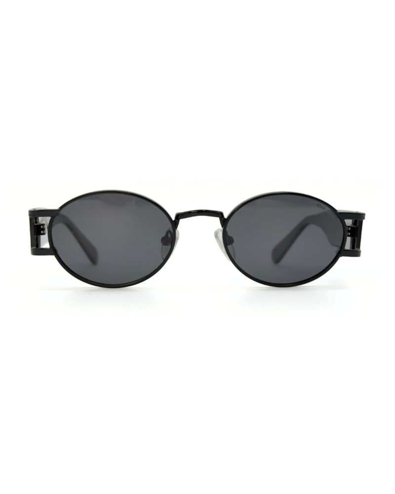 Lunettes de soleil Blue Eyes modèle AK17219, monture ovale vintage en métal et acétate pour femme et homme.