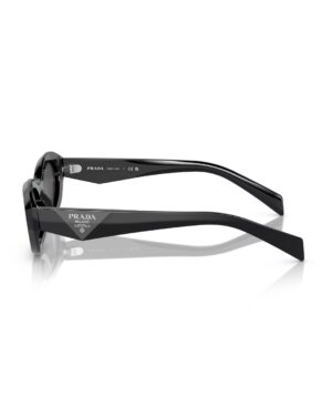 Modèle de lunettes Prada femme SPR 26Z, détail du logo sur la branche.