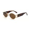 Lunettes de soleil Blue Eyes modèle AK17219, monture ovale vintage en métal et acétate pour femme et homme.