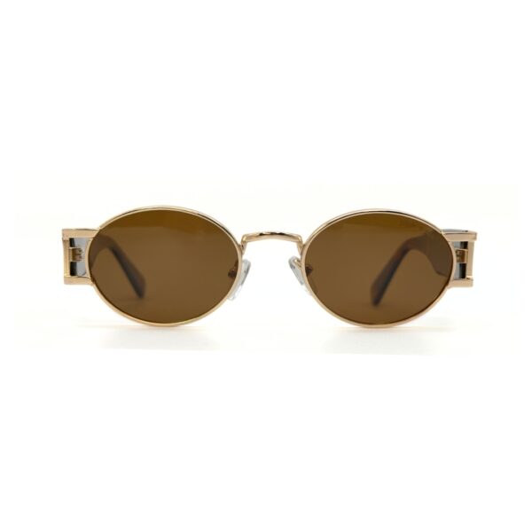 Lunettes de soleil Blue Eyes modèle AK17219, monture ovale vintage en métal et acétate pour femme et homme.