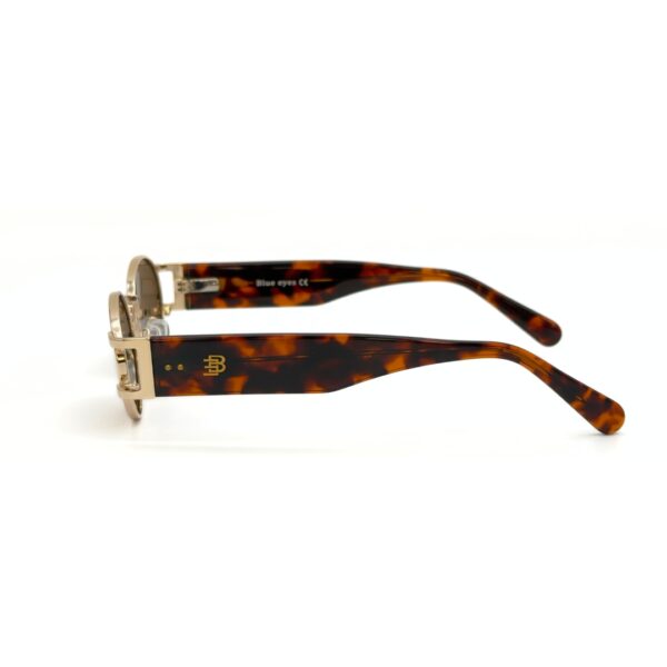 Lunettes de soleil Blue Eyes modèle AK17219, monture ovale vintage en métal et acétate pour femme et homme.
