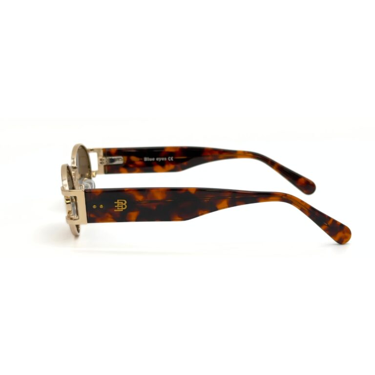Lunettes de soleil Blue Eyes modèle AK17219, monture ovale vintage en métal et acétate pour femme et homme.