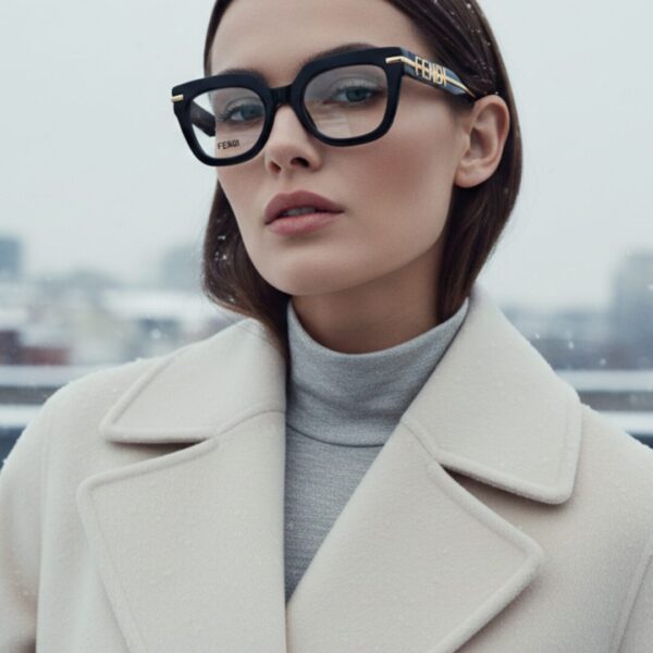 Monture de lunettes FENDI FE50065I, forme carrée en acétate pour femme.