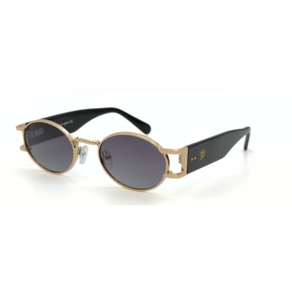 Lunettes de soleil Blue Eyes modèle AK17219, monture ovale vintage en métal et acétate pour femme et homme.