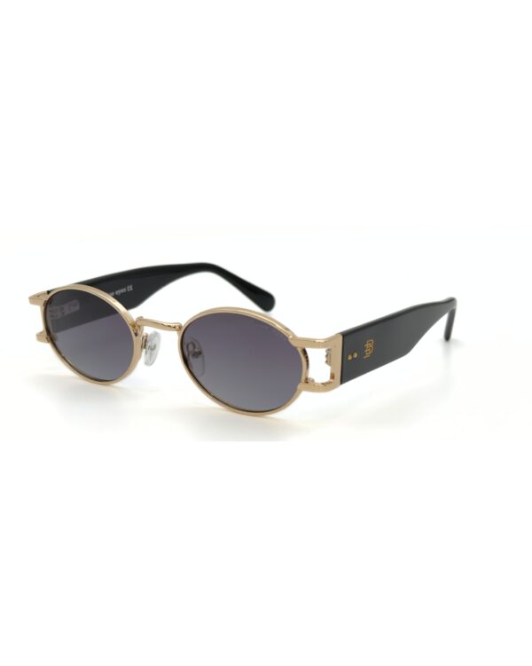 Lunettes de soleil Blue Eyes modèle AK17219, monture ovale vintage en métal et acétate pour femme et homme.