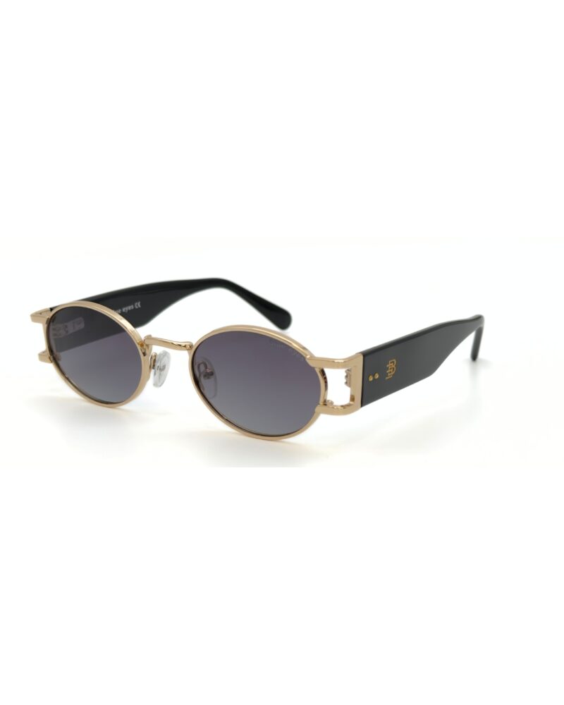 Lunettes de soleil Blue Eyes modèle AK17219, monture ovale vintage en métal et acétate pour femme et homme.