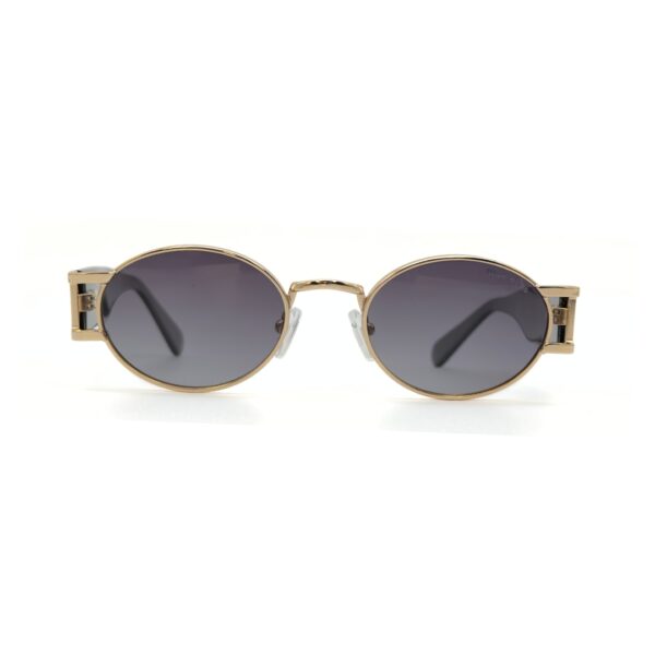 Lunettes de soleil Blue Eyes modèle AK17219, monture ovale vintage en métal et acétate pour femme et homme.