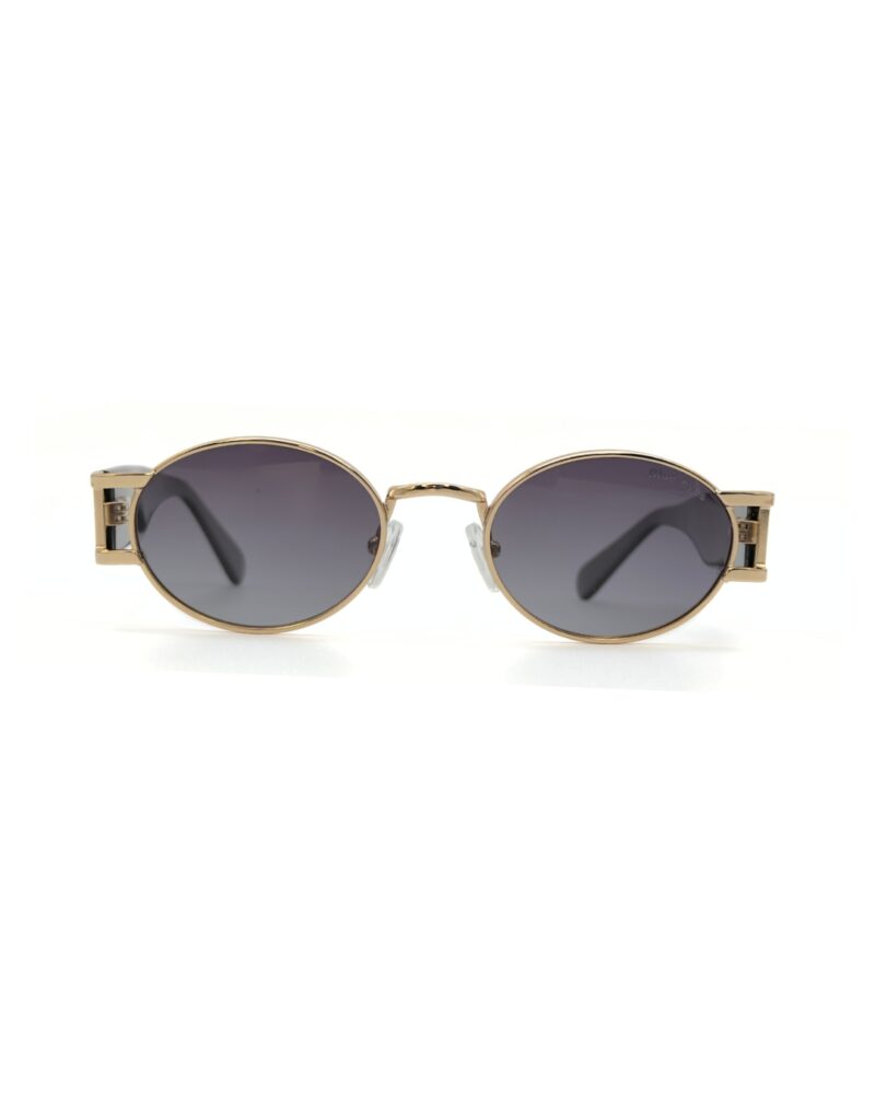 Lunettes de soleil Blue Eyes modèle AK17219, monture ovale vintage en métal et acétate pour femme et homme.