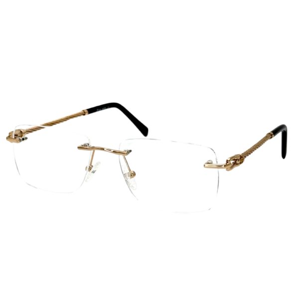 Lunettes de vue sans cadre Blue Eyes Percée, finition dorée, monture rectangulaire légère