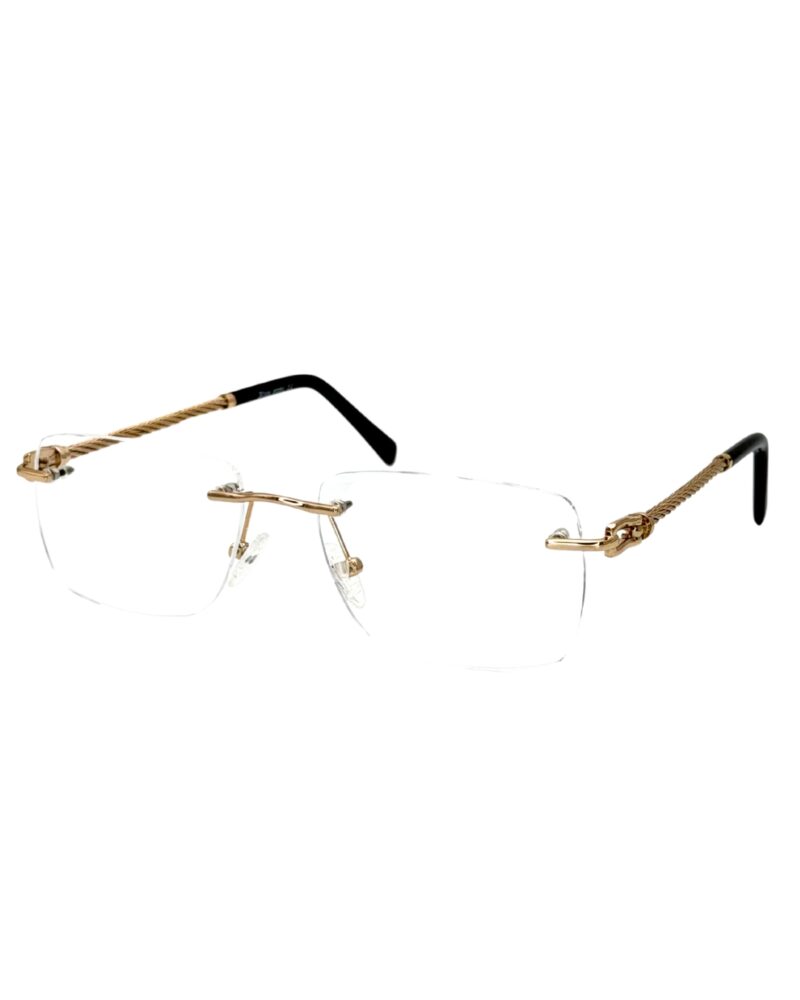Lunettes de vue sans cadre Blue Eyes Percée, finition dorée, monture rectangulaire légère