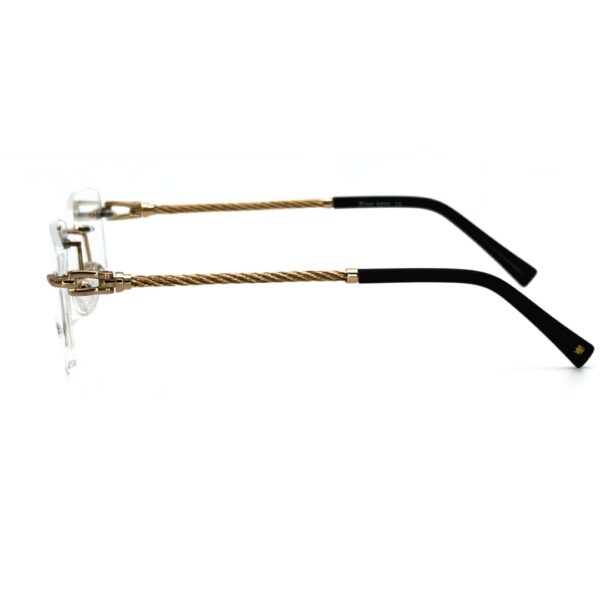 Lunettes de vue sans cadre Blue Eyes Percée, finition dorée, monture rectangulaire légère