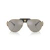 Lunettes de soleil Versace Aviateur VE2252 1002/6G or miroir argent – Vue face Lunettes de soleil Versace Aviateur VE2252 1002/6G monture or verres miroir argent