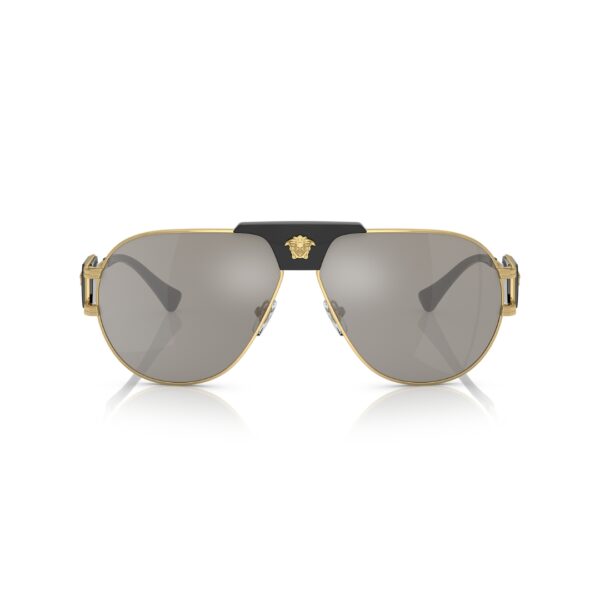 Lunettes de soleil Versace Aviateur VE2252 1002/6G or miroir argent – Vue face Lunettes de soleil Versace Aviateur VE2252 1002/6G monture or verres miroir argent